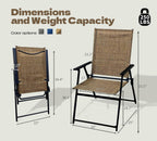Patio Folding Chairs Set of 2, No Assembly Outdoor Dining Chair, Folding Lawn Chairs with Armrest, Only 8.7 Lbs, Lightweight & Portable for Porch Lawn Garden Pool Beach Yard Lounge, Brown