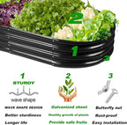Raised Garden Bed Galvanized Planter Box Outdoor, Rot-Resistant Metal Garden Bed Planter for Vegetables Flower Herb (5- Black)