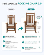 SERWALL Oversized Rocking Chair Outdoor, HDPE Outdoor Rocking Chair, Brown