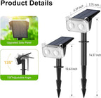LETMY New Upgrade Solar Spot Lights Outdoor Waterproof with Bigger LED, 6 Pack Auto ON/Off Solar Lights Outdoor, 2-in-1 Wall Lights & 2 Modes Landscape Spotlights for Tree Yard Pathway Garden Decor