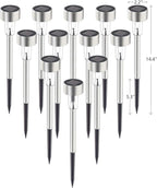 GIGALUMI Solar Pathway Lights, Stainless Steel IP44 Waterproof Auto On/Off Outdoor LED Solar Landscape Lights for Garden, Yard, Patio, Path and Walkway(12 Pack, Warm White)
