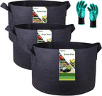 3-Pack 20 Gallon Thickened Plant Grow Bags Large (22x12 in) Heavy Duty Fabric Plant Pots Garden Bag for Tomato,Potato Planter,Flower Pots,Herbs Veggies Planting,Barrel Planter,Leaf Bag,Yard Waste Bags