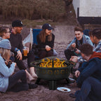 hykolity 2 in 1 fire pit with grill on a desk or shelf