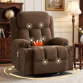 Swivel Rocker Recliner Chair with Vibration Massage & Lumbar Heating, Ergonomic Lounge Chair for Living Room, Rocking Function, Side Pocket, 2 Cup Holders, USB Charging Port