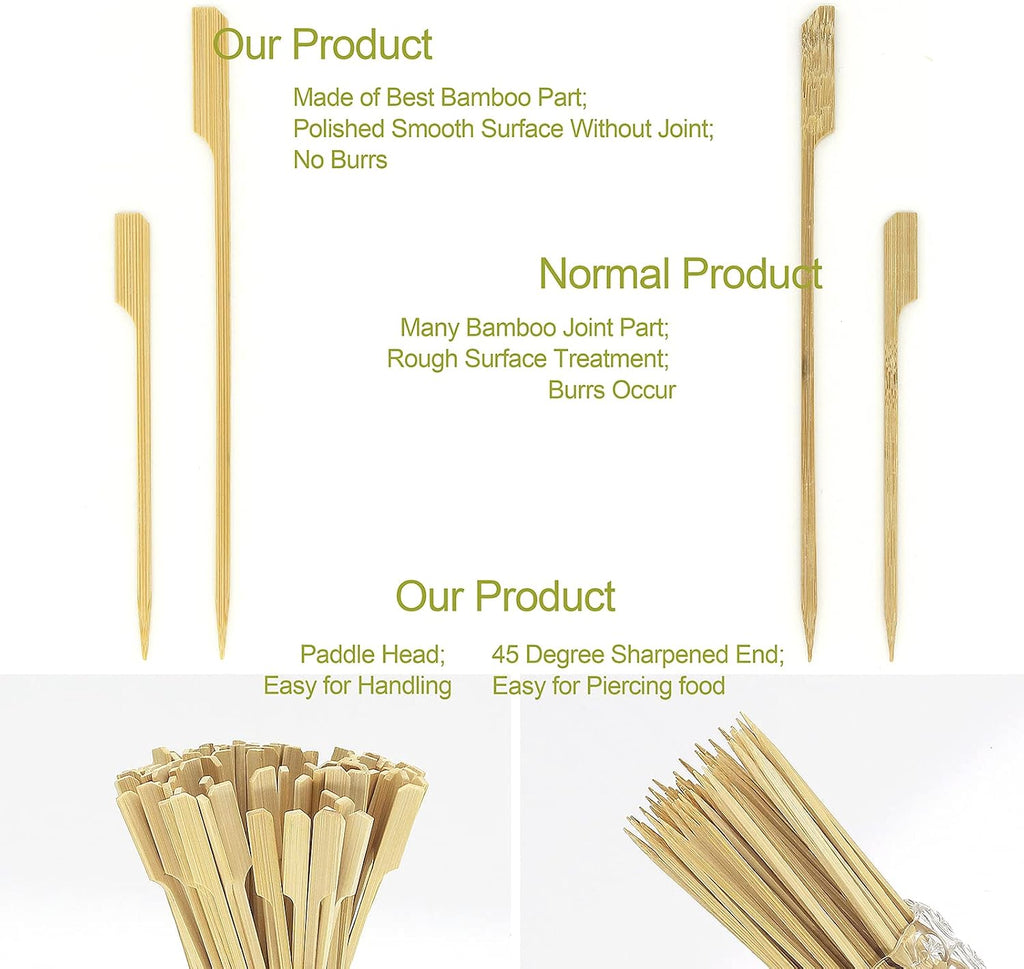 Minisland Premium 3.5 Inch Square Small Mini Bamboo Paddle Skewers for Appetizers Fruit Kabobs Sandwiches Cocktail Party Finger Food Sticks 3mm Thick 100 Counts -MSL162S