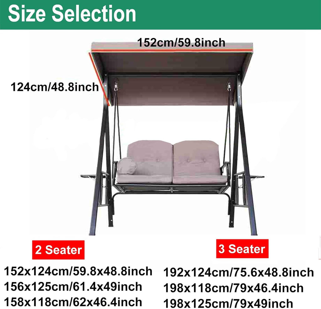 Replacement Roof for Garden Swing, Replacement Cover, Swing Canopy, Replacement Swing Canopy for 3 Seater Garden Swing, for Outdoor Use(Size:118 * 198cm/46 * 77in)