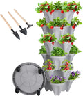 GameXcel Vertical Planter 6 Tier Stackable Planters Garden Planters Strawberry Herb Flower and Vegetable Planter Indoor Outdoor Gardening Pots with Removable Wheels and Tools