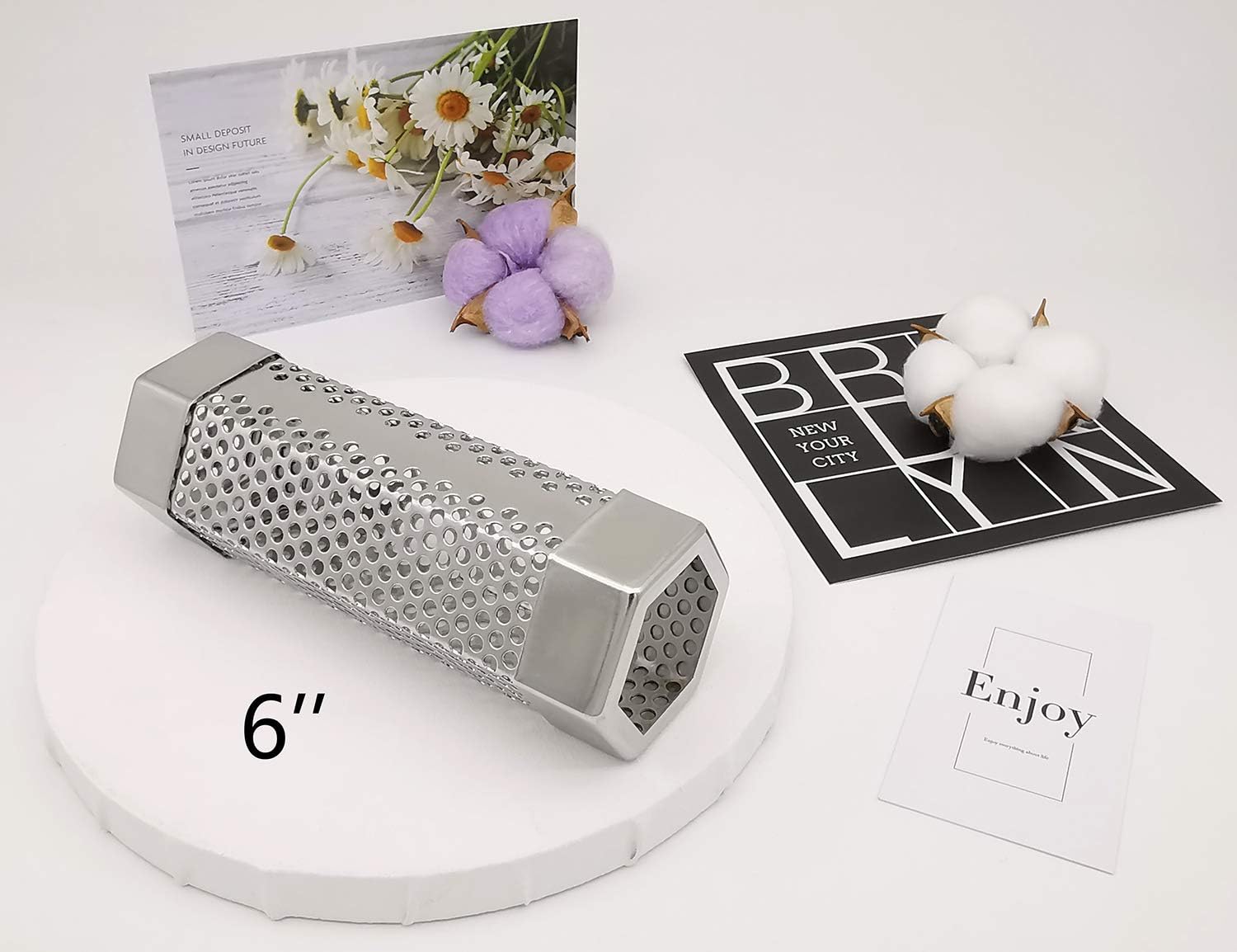 Smoker Smoke Tube Box for Pellets Grill, 6" Hexagon, 1Pack | 304 Stainless Steel BBQ Cold Smoker Generator Tube, 2.5 Hours of Billowing Hot or Cold Smoking