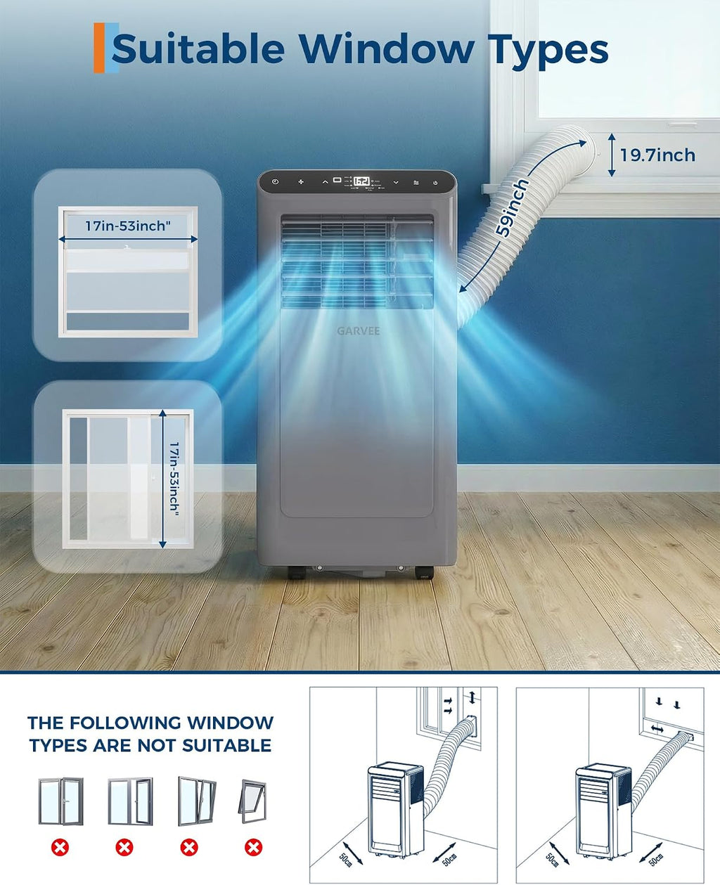 garveehome 8000btus portable air conditioners with remote control,350, package contents