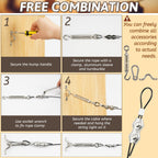 400 Ft String Light Hanging Kit, Coated Stainless Steel 304 Wire Rope | String Light Kit Included Enough Accessories, Guide Wire for Outdoor String Lights, Patio Lights, Camping Lights
