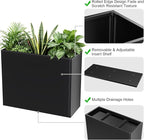 Metal Large Planter Box 38" L x 13" W x 30" H, Heavy Duty Tall Rectangle Outdoor Planter Box with Removable Insert Shelves for Porch, Garden, Patio, Yard (Black)