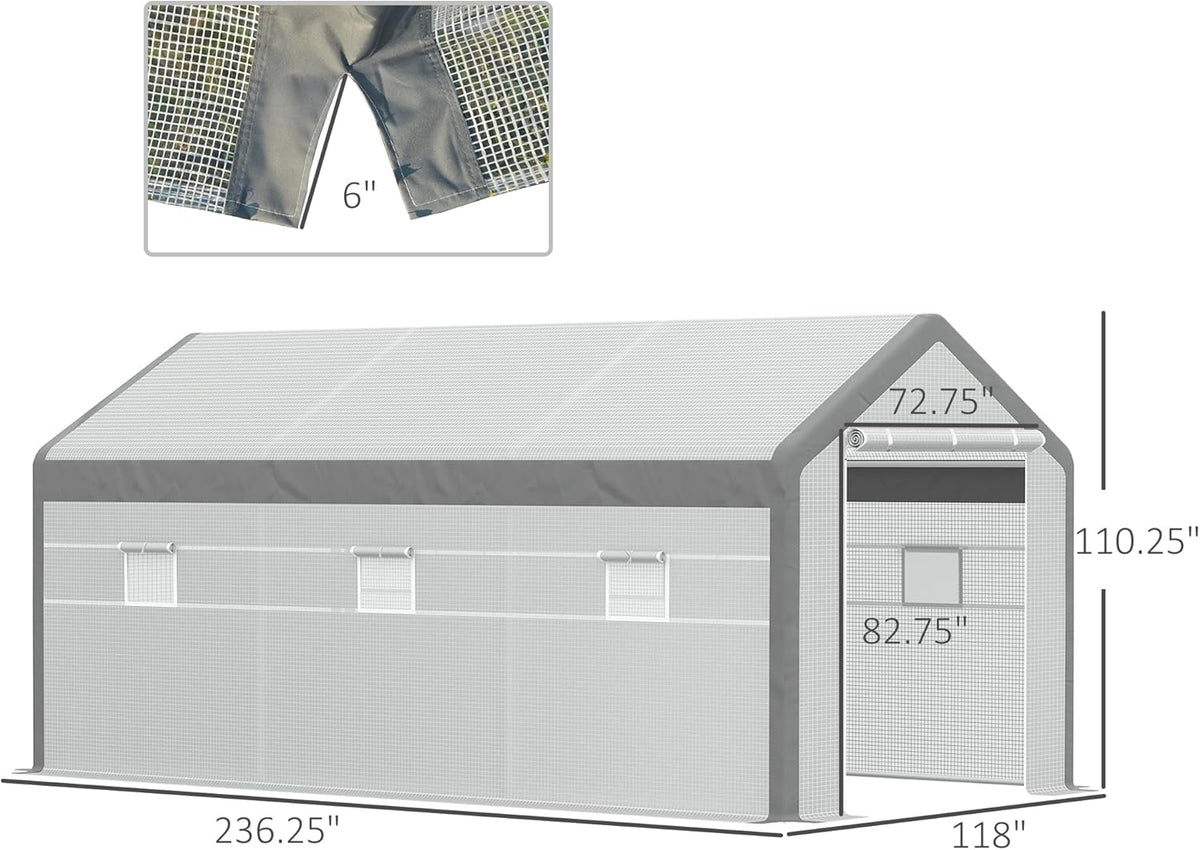 outsunny 20' x 10' x 9' walk-in greenhouse on a desk or shelf