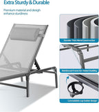 4 Pack Foldable Chaise Lounge Chair with Cup Holder, Assemble-Free Outdoor Lounge Chair with Detachable Pillow and 6 Adjustable Backrest, Patio Lounge Chair for Outside Poolside Beach Pool, Grey