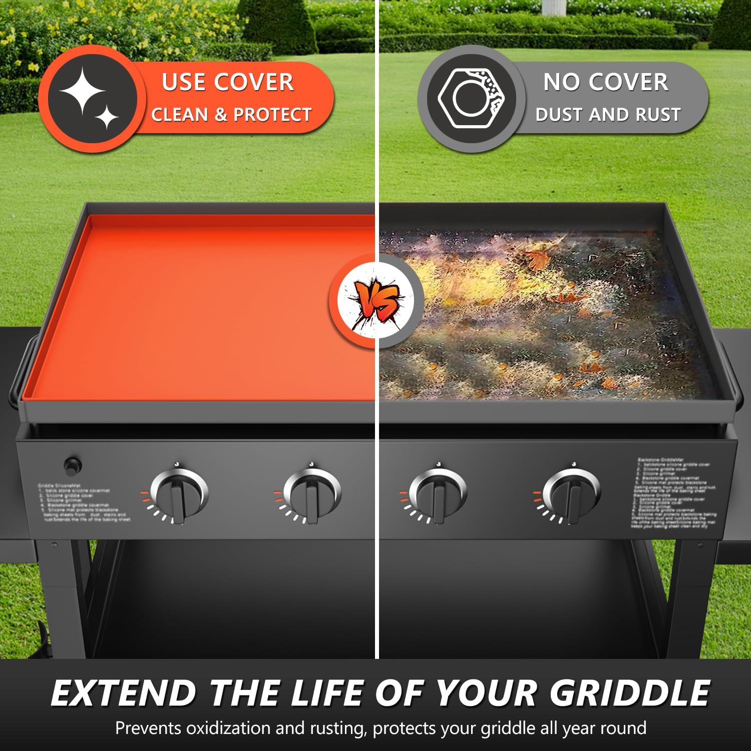 28" Silicone Griddle Mat for Blackstone Heavy Duty Grill Top Cover | All Year Round Protective Mat,Food-grade,Oil & Waterproof,Easy to Clean,450°F Heat Resistant,Outdoor Griddle Accessories