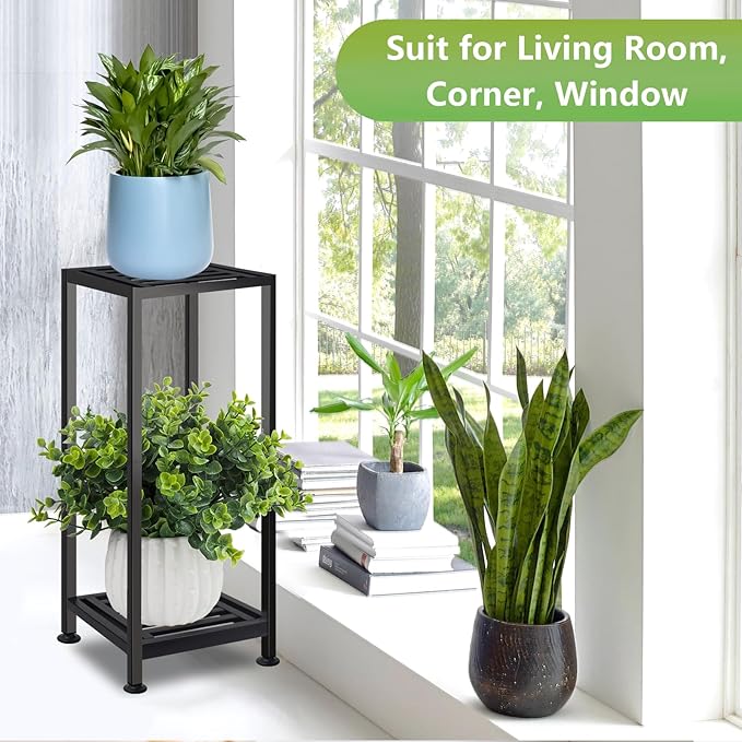 Plant Stand Indoor Outdoor Heavy Duty Wrought Iron Pedestal Stands Metal Plant Stand Decorative Flower Stand for Patio Garden Deck Living Room