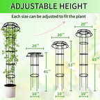 65-Inch Garden Trellis for Climbing Plants,Heavy-Duty Metal Obelisk with Mushroom Top,Stable Support for Potted Clematis,Tomato,Cucumber,Rose,Pea & Vine