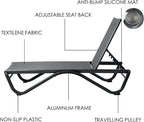 Kozyard Outdoor Chaise Lounge Chair, Full Aluminum Frame, Adjustable Reclining Patio Lounger for Poolside, Sunbathing & Backyard, Textilene (Gray, 2Chairs + Table)