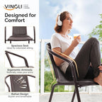VINGLI PE Rattan Outdoor Dining Chairs Set of 4, Plastic Stackable Patio Chairs for Indoor, Porch, Restaurant, Garden, Brown