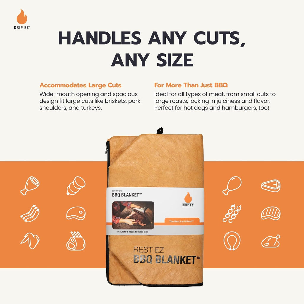 Rest EZ BBQ Blanket® - Insulated Meat Resting Bag for Moisture Retention and Tender BBQ - Heavy-Duty with Wide Mouth Design for Briskets, Pork Shoulders, Steaks