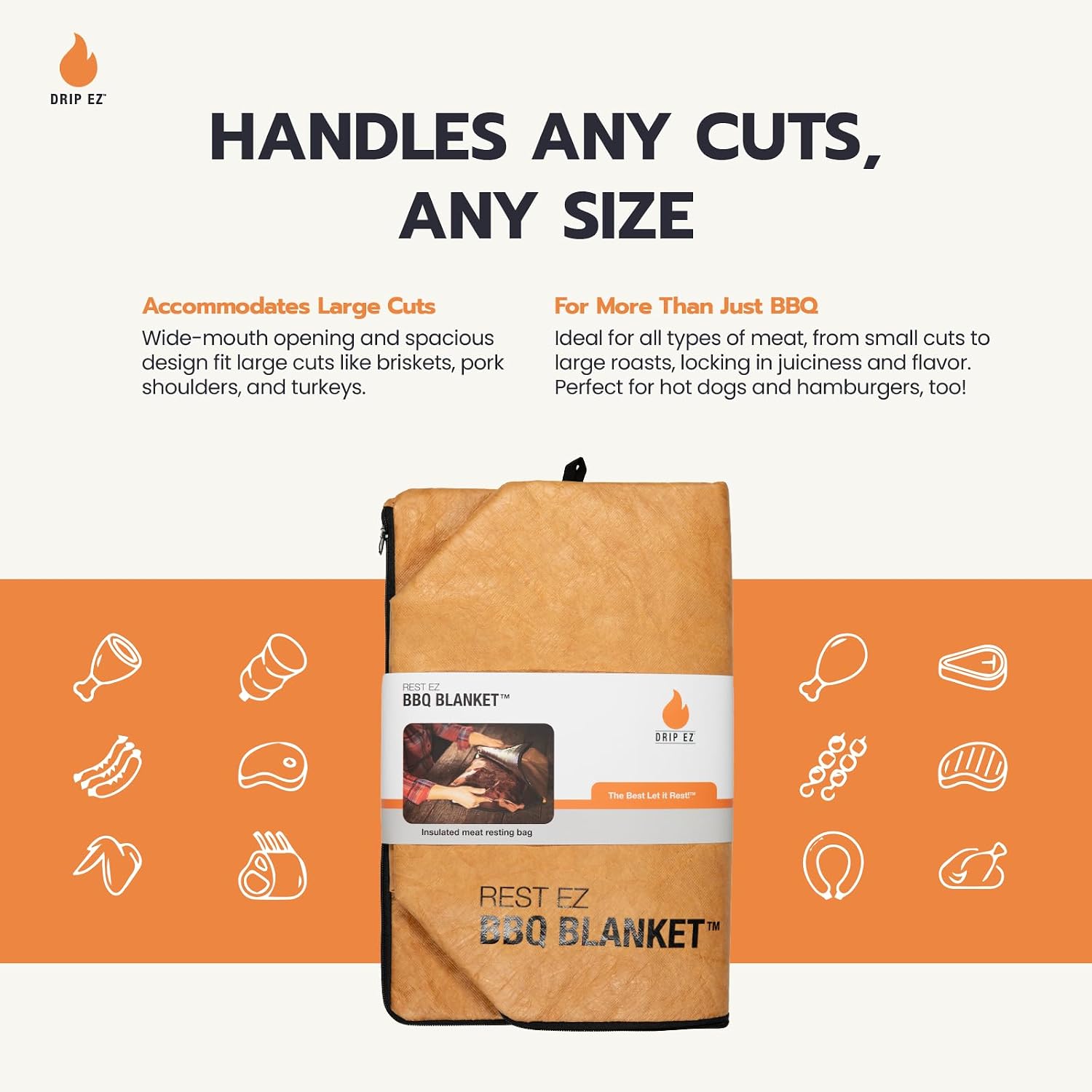 Rest EZ BBQ Blanket® - Insulated Meat Resting Bag for Moisture Retention and Tender BBQ - Heavy-Duty with Wide Mouth Design for Briskets, Pork Shoulders, Steaks