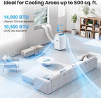 gasbye dual hose portable air conditioner, [2026 upgraded] showing dimensions