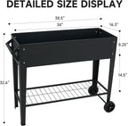 Raised Garden Bed with Legs and Wheels Removable for Outdoor, 31.6 * 14.6'' Metal Planter Raised Box for Growing Vegetables Herb Flower in Patio(Black)