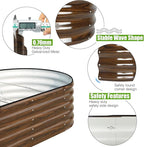 SnugNiture Galvanized Raised Garden Bed, 8x4x1.5ft Oval Metal Planter Box for Planting Outdoor Plants Vegetables