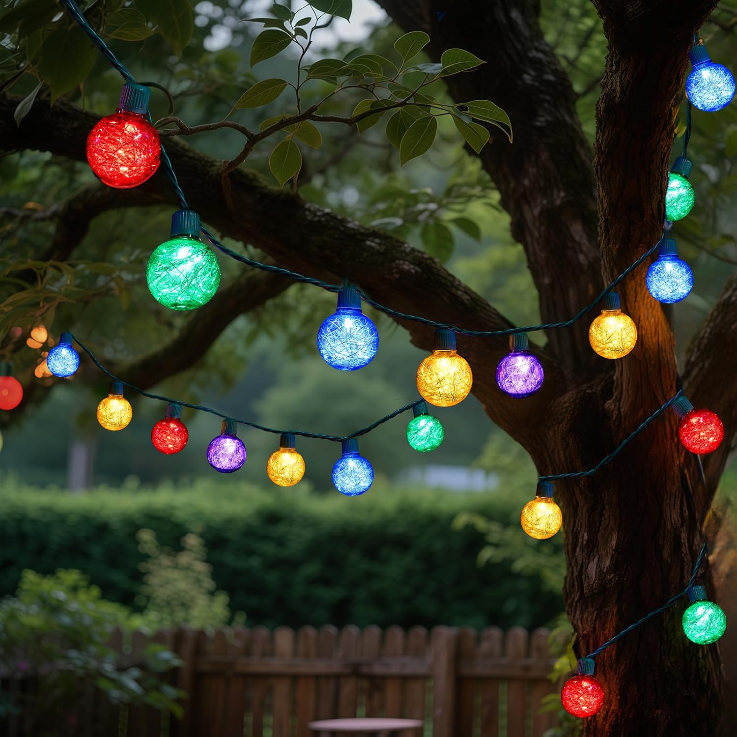 Waterproof Christmas G40 Globe String Lights 18FT 25 LED Plug in - Outdoor Colorful Patio Balcony Garden Hanging Decorations, Grinch Christmas Tree Lights for Porch, Camping & Party Use