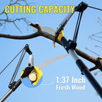14.5FT Pole Saw for Tree Trimming, 2-In-1 Manual Tree Pruner with Saw, Extendable Long Handle Pole Tree Trimmer, High Reach Limbs Branch Cutter and Pruning Shears for Yard Garden Palm Shrubs