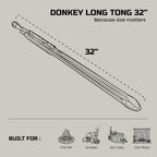 32" Extra Long Fireplace Tongs & Firewood Tongs | Log Grabber for Fire Pit, Campfire, Bonfire, Pizza Oven & BBQ | Handmade Stainless Steel with Oak Wood Handle | Grilling Gift