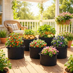 5 Pack 7 Gallon Grow Bags with Handles, Thickened Aeration Nonwoven Fabric Garden Growing Bags Heavy Duty 300G for Tomato, Potato, Strawberry, Vegetable, Fruits and Flowers