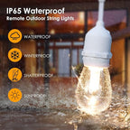 Mlambert 3 Color Outdoor LED Dimmable String Lights with Remotes, Plug in 96FT(2x48FT) Waterproof Shatterproof LED Lights for Patio Pergola-White Cord