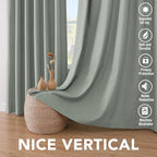 H.VERSAILTEX 100% Blackout Curtains for Bedroom Thermal Insulated Linen Textured Curtains Heat and Full Light Blocking Drapes Living Room Curtains 2 Panel Sets, Green Bay, 52x72 Inch