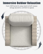 Outdoor Swivel Recliner Chair Set of 2, All-Weather Wicker Reclining Patio Chair with Adjustable Backrest and Footrest