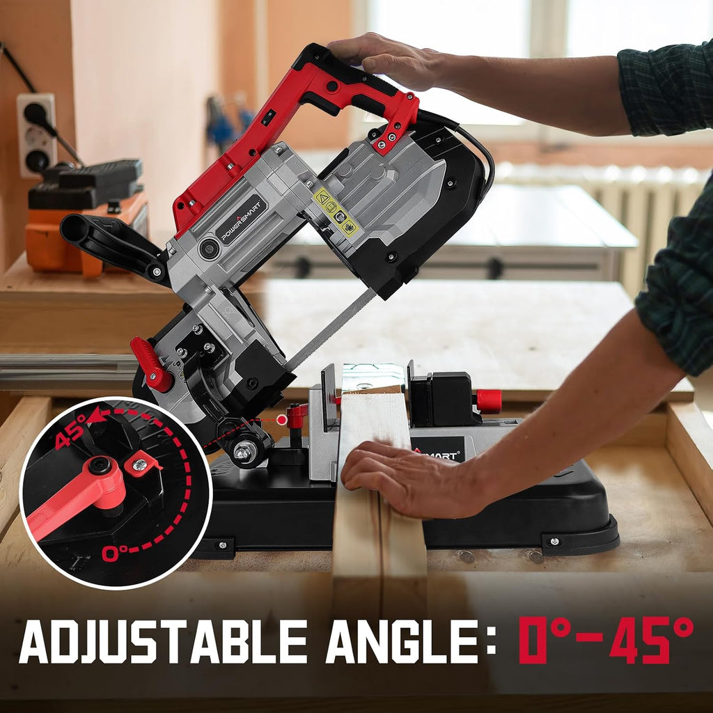 powersmart portable band saw, 10a variable speed, 5", close-up detail