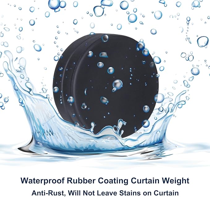 2LB Heavy Duty Outdoor Curtain Weights, Strong Magnetic Gazebo Curtain Weights, Rubber Covered Waterproof Drapery Weight, Prevent Curtain Liner from Blowing Around, Black, 4 Pairs