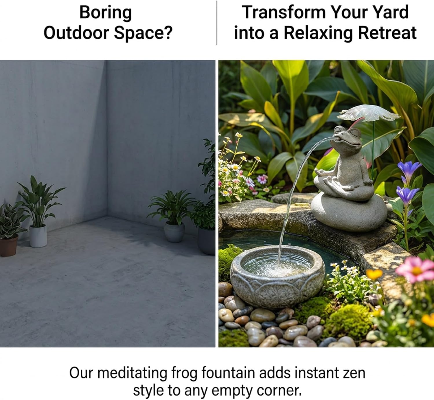 Artificial Stone Frog Water Spitter Animal Pond Fountains Includes Water Pump Outdoor Water Feature Statue Ponds Water Garden Decor(Jumping Frog)