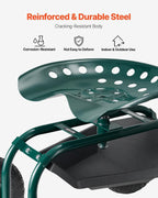 vevor rolling garden cart with swivel seat, heavy shown in use