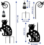 Solar Cat Lantern Garden Stakes - Outdoor Decorative Solar Lights for Yard, Patio, Pathway - Weatherproof Metal Cat Stake with Auto Night Lighting
