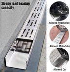 Slim Channel Drain Kit - Stainless Steel Trench Drain System for Outdoor Yard Patio & Driveway - Efficient Underground Drainage with Grate (H3*W7CM/H1.18*W2.76IN)