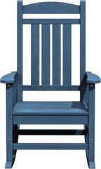 KINGYES Oversized Outdoor Rocking Chair Set of 4, High Density Polyethylene Patio Rocking Chairs with 330lbs Support for Adults, Navy