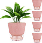 Self Watering Pots for Indoor Plants, with Visible Reservoir, 6 inch Plant Pot with Wick Rope Planter Pot for Indoor Outdoor Plants (Frosted Brick Red)