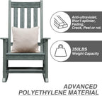 Oversized Outdoor Rocking Chair, Porch Rocker with High Back, Grey | HDPE Patio Rocking Chairs, Weather Resistant & 350lbs Heavy Duty Porch Rocker with High Back for Backyard,Garden and Balcony