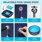 Inflatable Dog Pool, Foldable Pet Swimming Pool - 47.5" Pet Bath Pool & Kiddie Pool, PVC, Quick Drain, Non-Slip, Collapsible Swimming Pool for Large Medium Small Dogs, Cats, Kids, Backyard, Beach