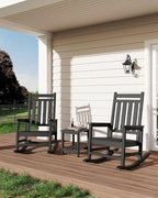GarveeLife Adirondack Outdoor Side Table 18 x 15 in, HDPE 2-Tier Patio Side Tables for Outside, All-Weather End Table for Patio Pool Deck Indoor Backyard, Black-2Pcs