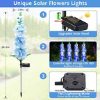 Solar Garden Lights, Solar Blue Delphinium Flowers Lights 8 Pack 160 LEDs, Waterproof Outdoor Light Two Lighting Modes for Outside Wedding Party Garden Yard Patio Lawn Decor