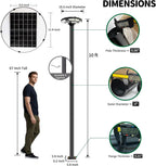 16.5" Outdoor Solar Lamp Post Light with 10ft Pole & 0.2" Thick Flange Base | 692 LED, IP65 Waterproof, Dusk to Dawn, DC Backup Charging & Remote, Motion Sensor for Security