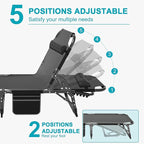 ABORON 2PK Heavy Duty Tanning Chair, 5-Gear Outdoor Folding Chaise Lounge Chair with Cushion, Portable Beach Lounge Chair for Outdoor Sunbathing, Patio, Pool, Lawn, Deck, Poolside