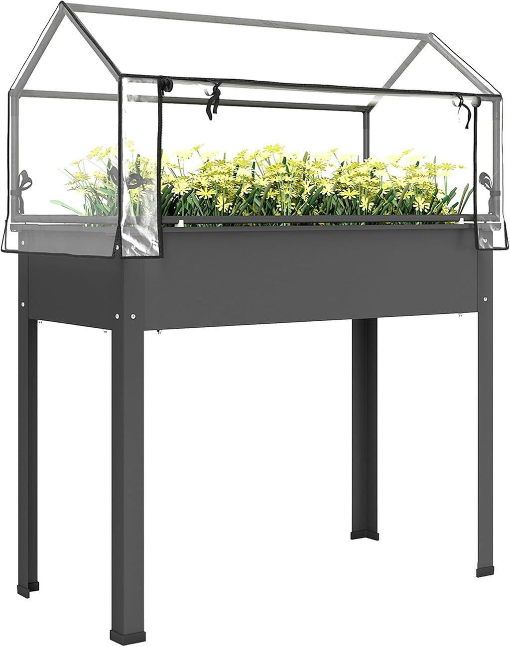 outsunny raised garden bed with flip-up cover, 39.4"x18.9"x48.8", main product view
