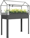 outsunny raised garden bed with flip-up cover, 39.4"x18.9"x48.8", main product view